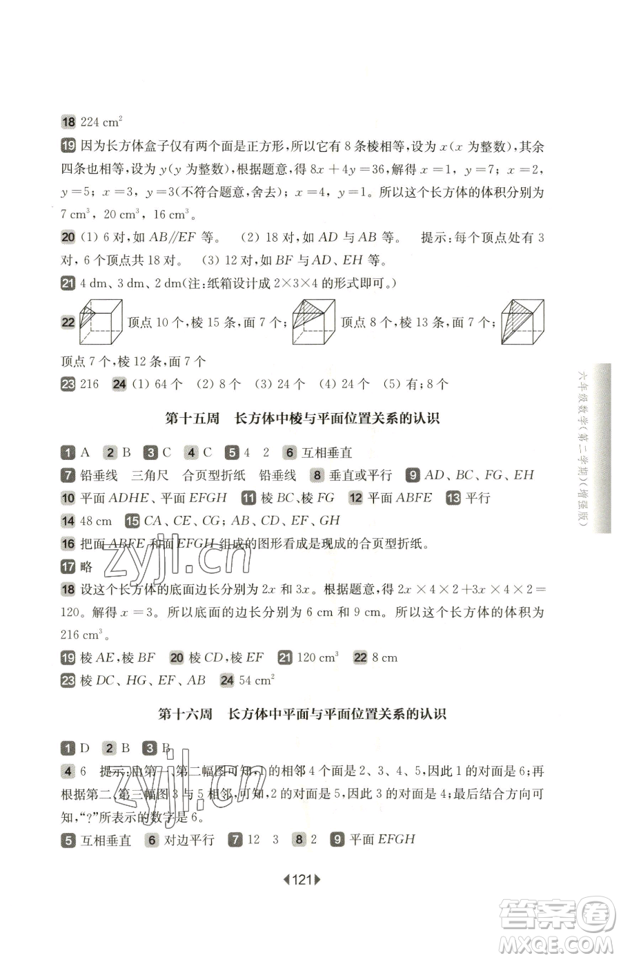 華東師范大學(xué)出版社2023華東師大版一課一練六年級(jí)下冊(cè)數(shù)學(xué)滬教版增強(qiáng)版五四制參考答案
