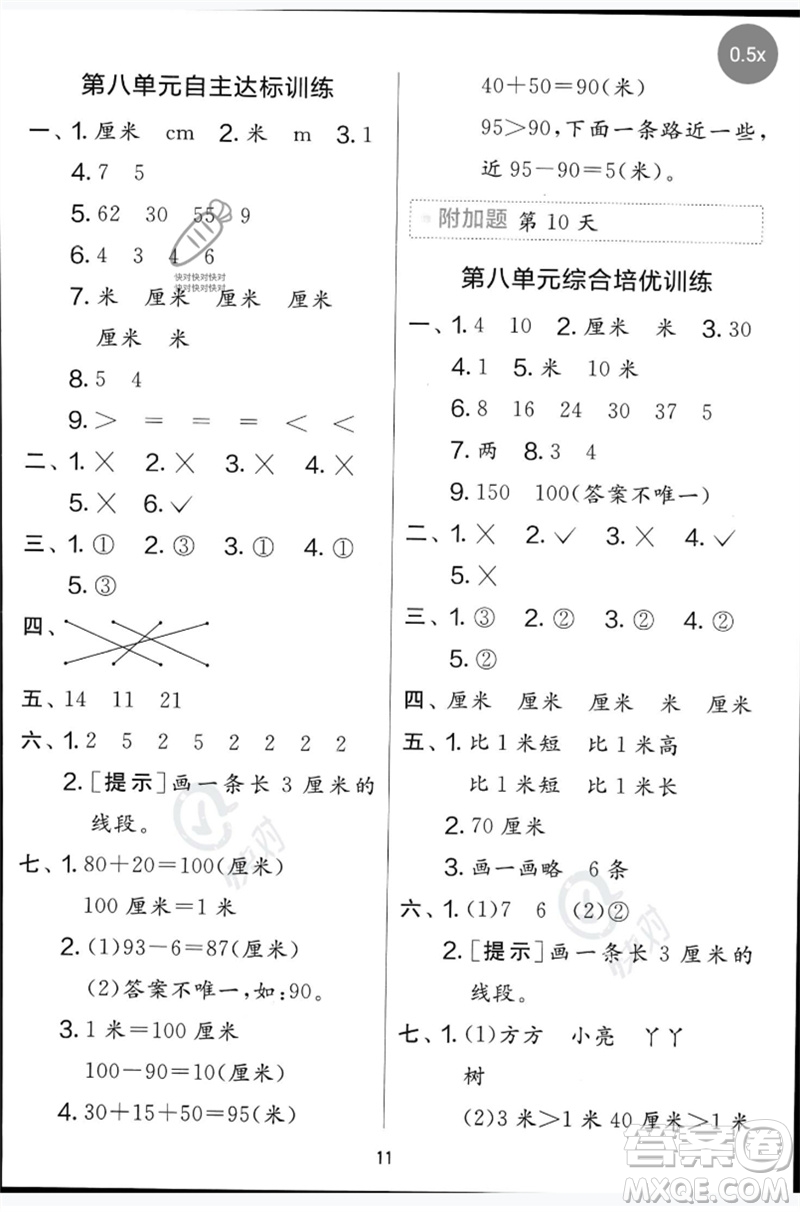 江蘇人民出版社2023春?jiǎn)卧p測(cè)全優(yōu)測(cè)評(píng)卷一年級(jí)數(shù)學(xué)下冊(cè)青島版參考答案