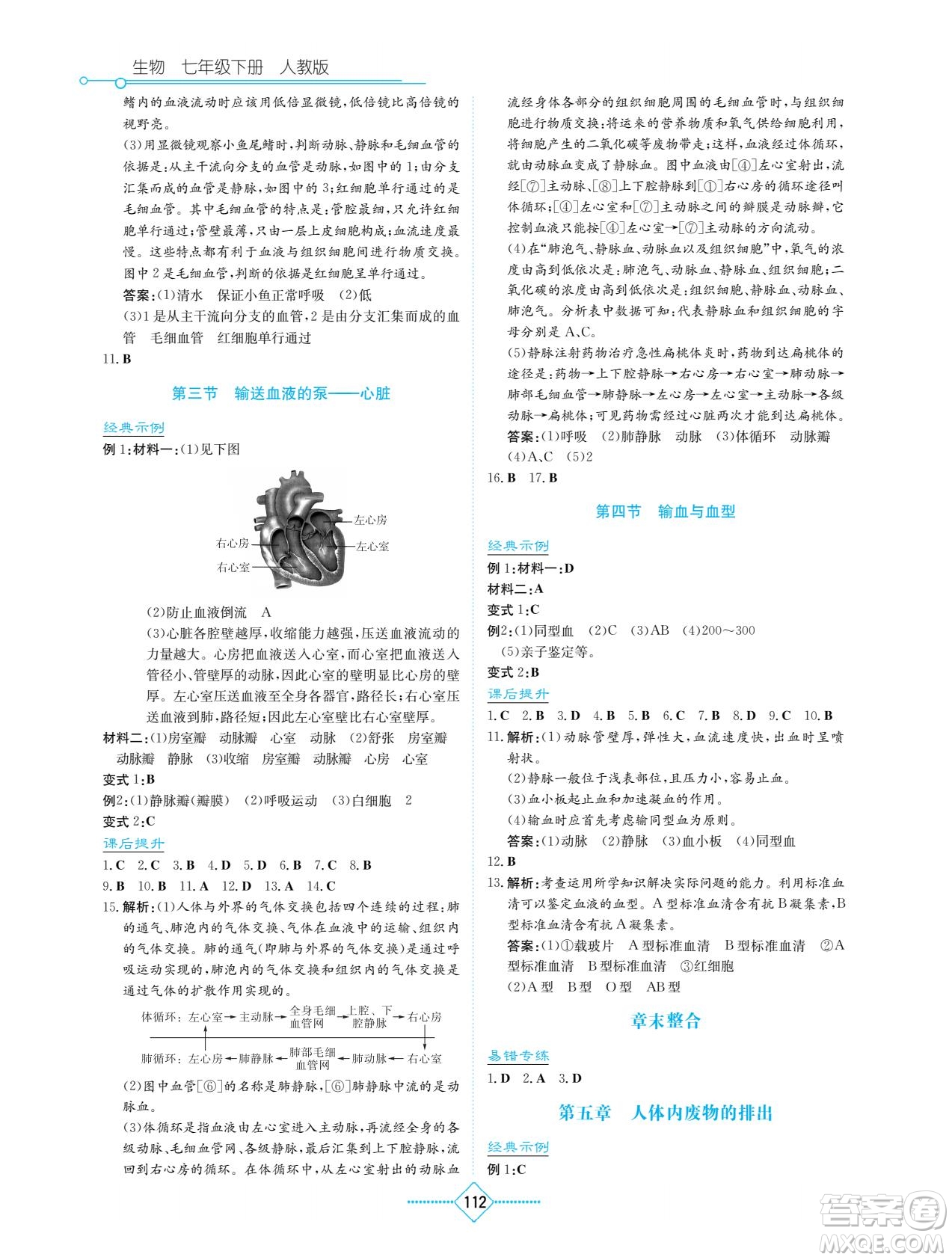 湖南教育出版社2023學(xué)法大視野七年級(jí)下冊(cè)生物人教版參考答案