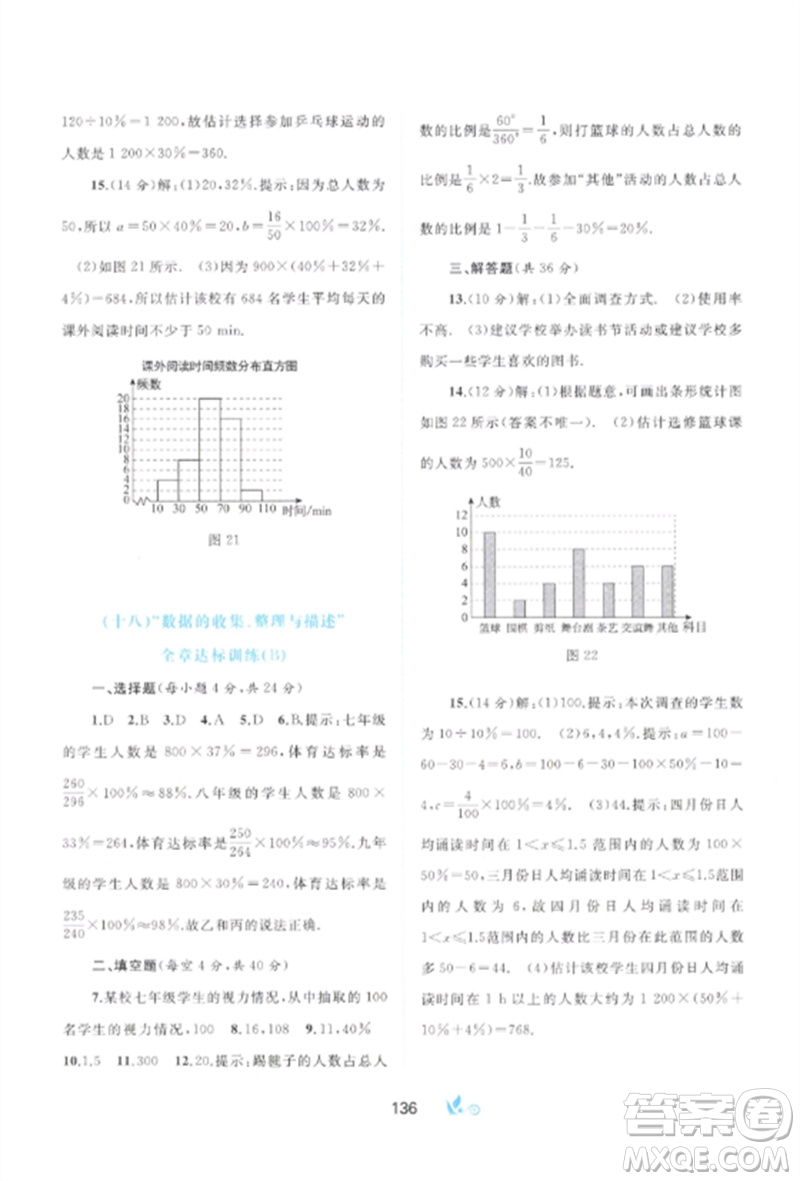 廣西師范大學(xué)出版社2023新課程學(xué)習(xí)與測評單元雙測七年級數(shù)學(xué)下冊人教版A版參考答案