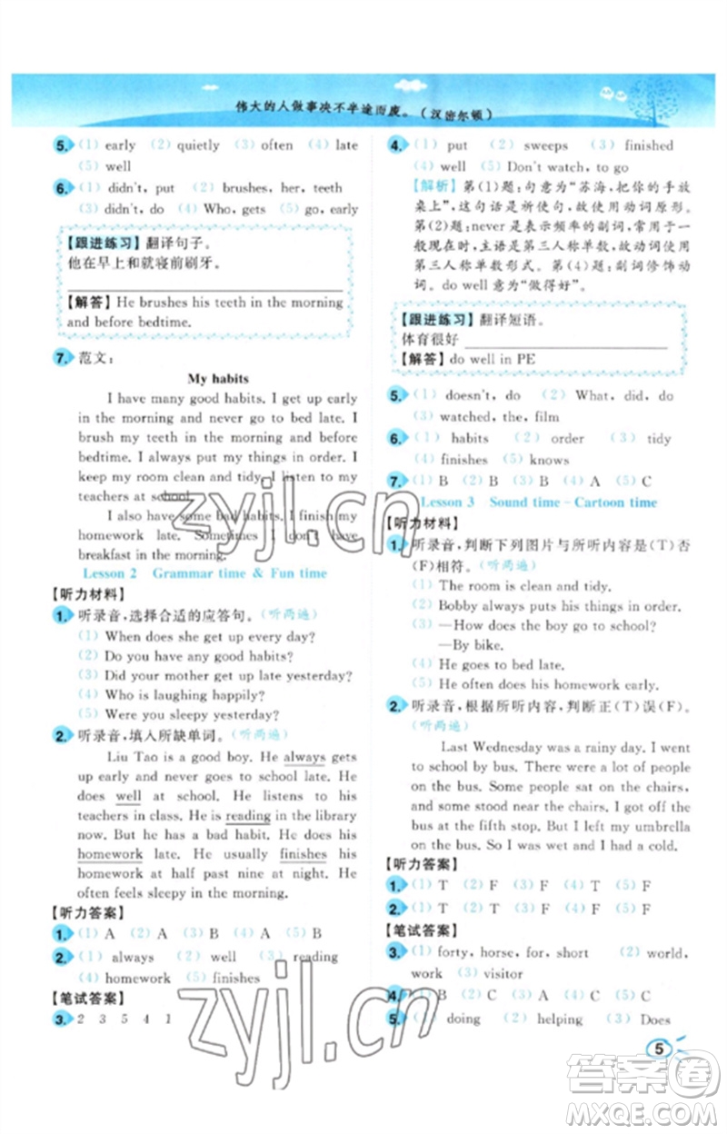 東南大學(xué)出版社2023小題狂做培優(yōu)作業(yè)本六年級英語下冊譯林版參考答案