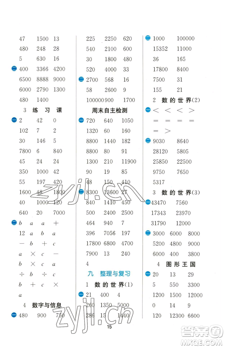 江蘇人民出版社2023小學數(shù)學計算高手四年級下冊數(shù)學JSJY蘇教版參考答案