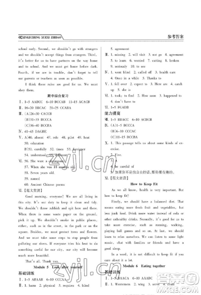 南方出版社2023新課程學(xué)習(xí)指導(dǎo)九年級英語下冊外研版參考答案