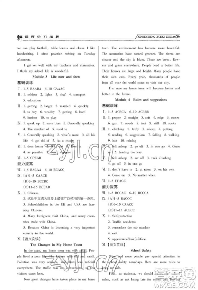 南方出版社2023新課程學(xué)習(xí)指導(dǎo)九年級英語下冊外研版參考答案
