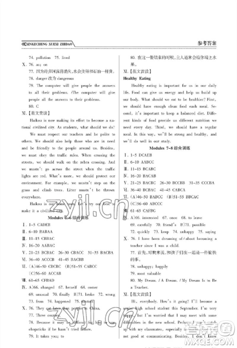 南方出版社2023新課程學(xué)習(xí)指導(dǎo)九年級英語下冊外研版參考答案