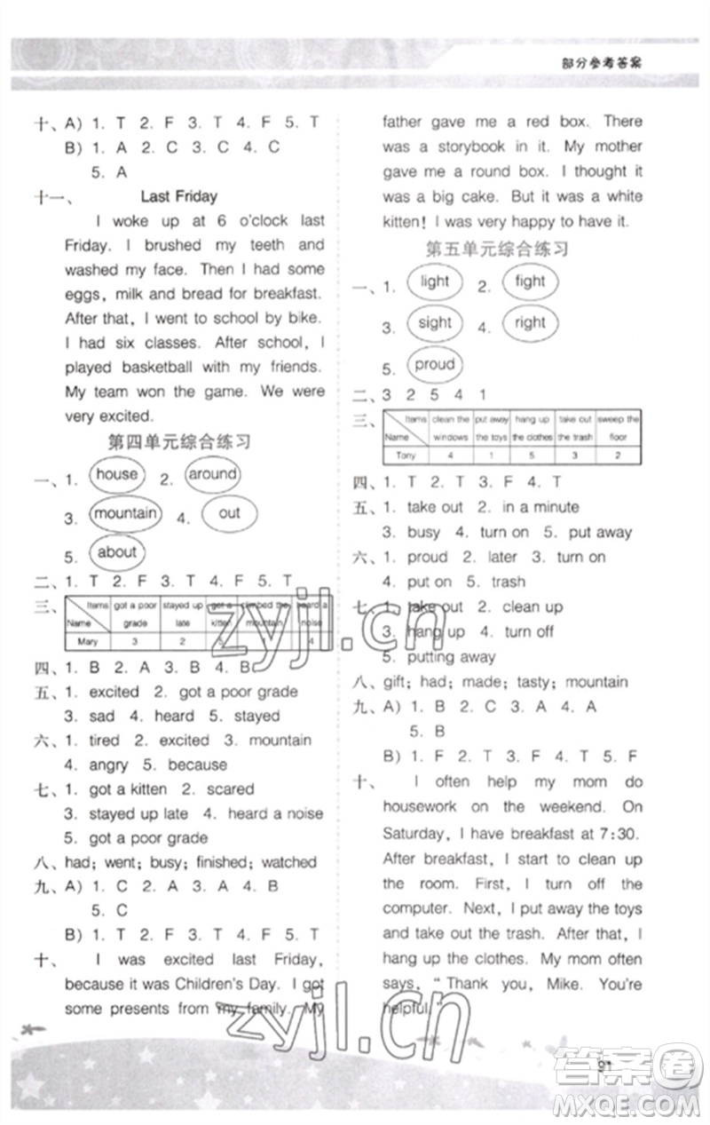 廣西師范大學(xué)出版社2023新課程學(xué)習(xí)輔導(dǎo)六年級(jí)英語下冊(cè)粵人版中山專版參考答案