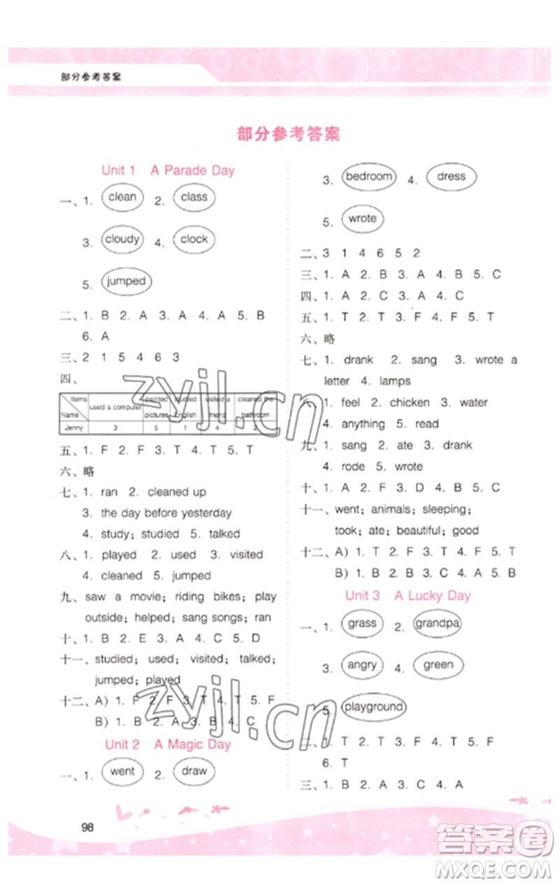 廣西師范大學(xué)出版社2023新課程學(xué)習(xí)輔導(dǎo)六年級(jí)英語(yǔ)下冊(cè)粵人版參考答案