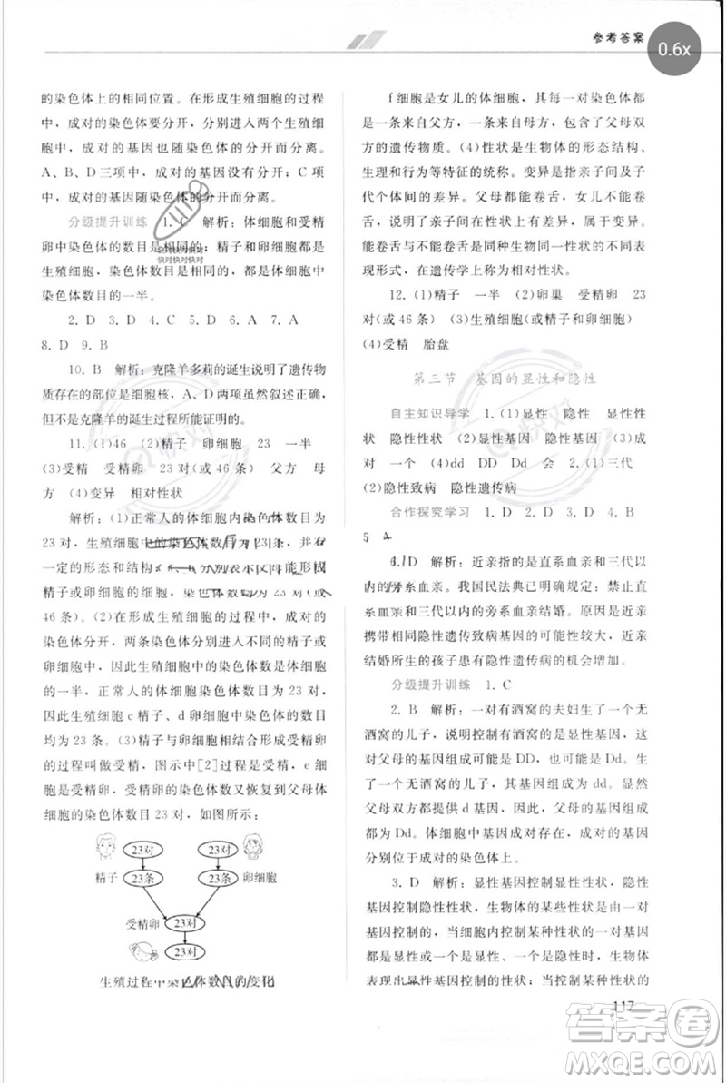 廣西師范大學(xué)出版社2023新課程學(xué)習(xí)輔導(dǎo)八年級(jí)生物下冊(cè)人教版參考答案