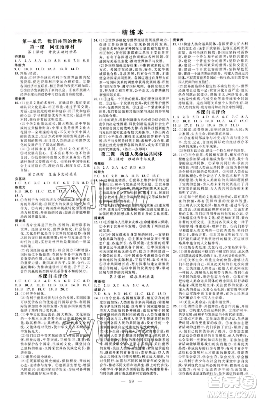延邊大學(xué)出版社2023細(xì)解巧練九年級(jí)下冊(cè)道德與法治人教版五四制參考答案