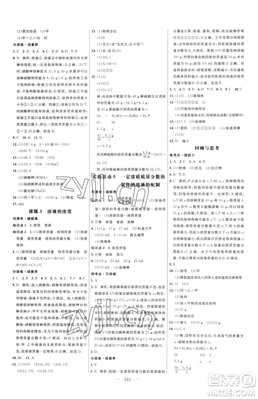 延邊大學(xué)出版社2023細(xì)解巧練九年級(jí)下冊(cè)化學(xué)人教版參考答案