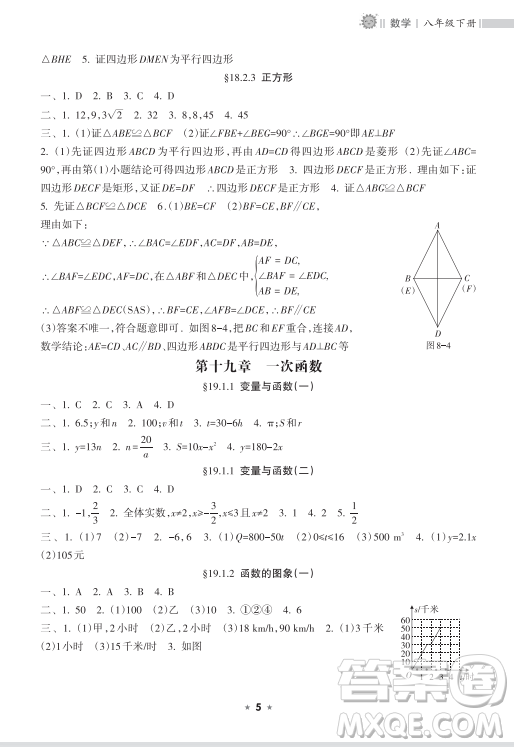 海南出版社2023新課程課堂同步練習(xí)冊八年級下冊數(shù)學(xué)人教版參考答案