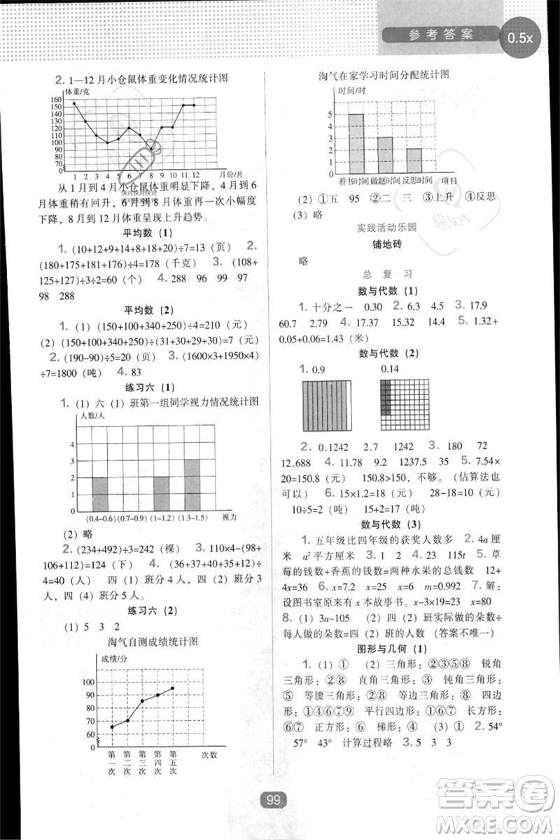 遼海出版社2023新課程能力培養(yǎng)四年級(jí)數(shù)學(xué)下冊(cè)北師大版參考答案