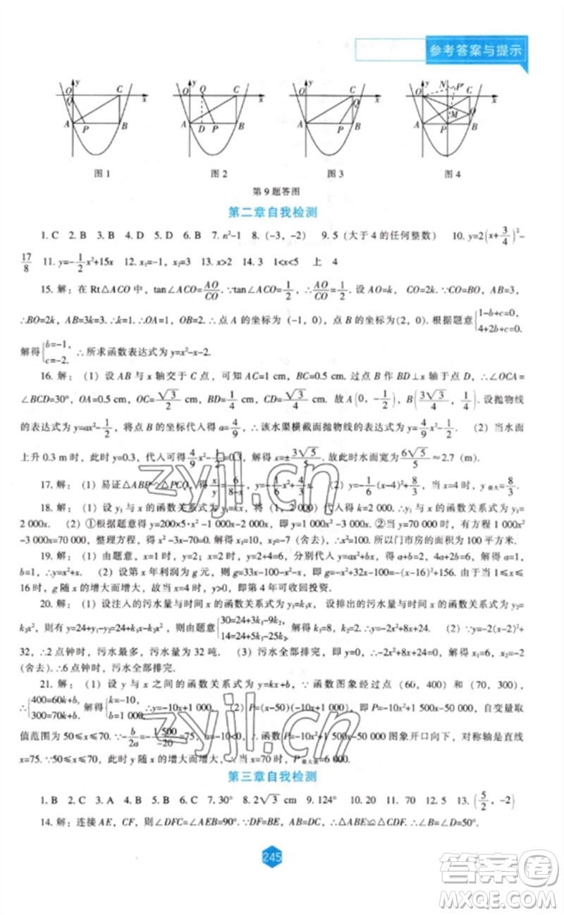 遼海出版社2023新課程數(shù)學(xué)能力培養(yǎng)九年級(jí)下冊(cè)北師大版參考答案