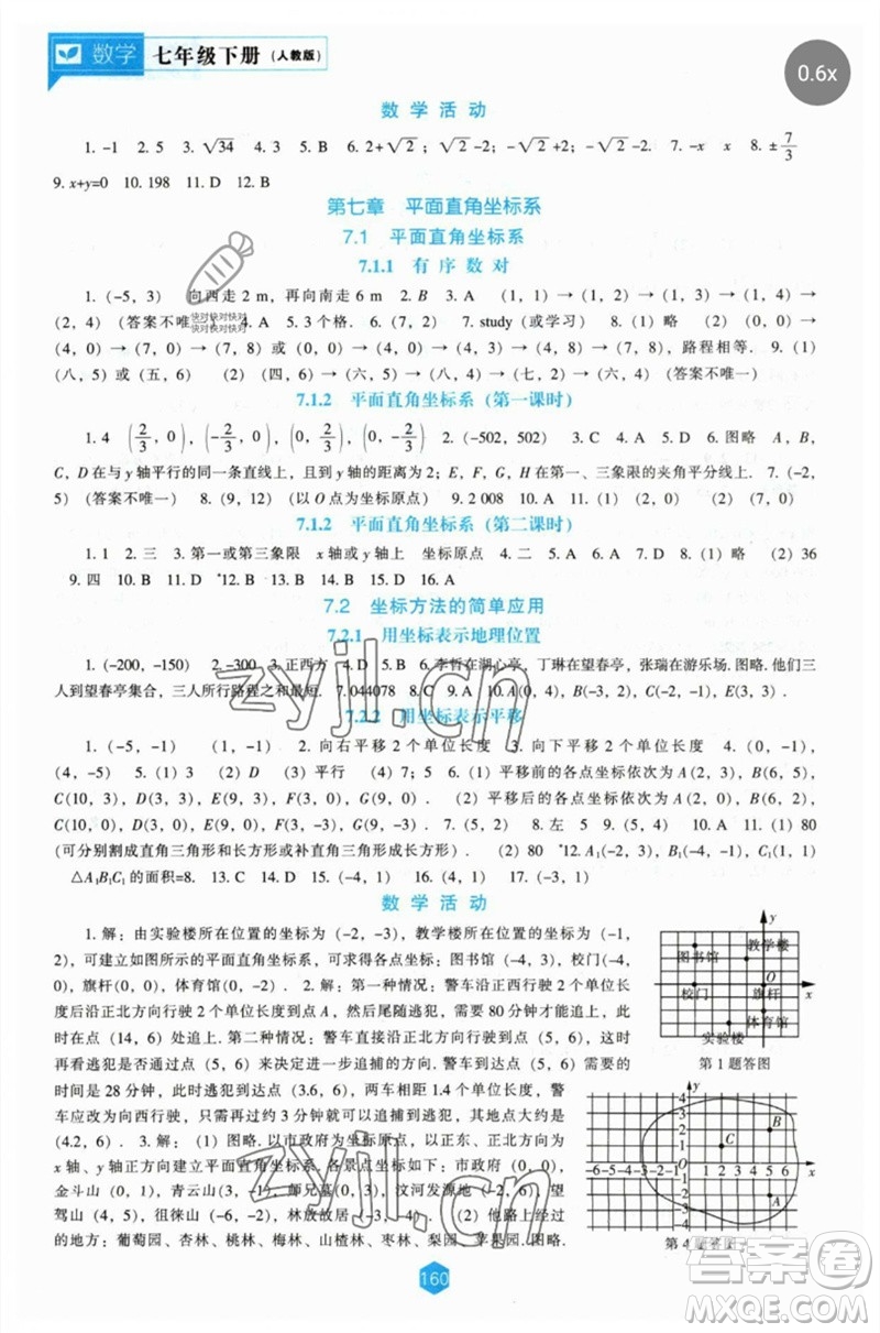 遼海出版社2023新課程數(shù)學(xué)能力培養(yǎng)七年級(jí)下冊(cè)人教版參考答案