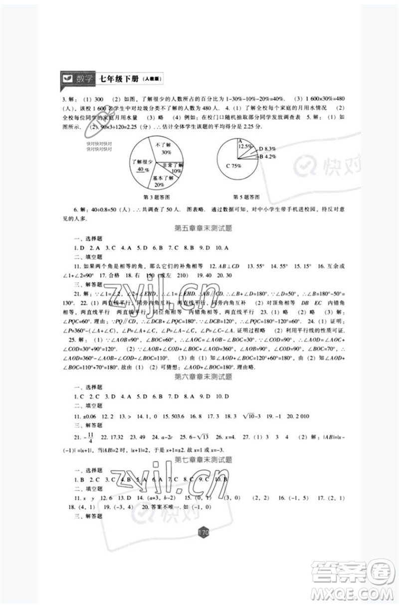遼海出版社2023新課程數(shù)學(xué)能力培養(yǎng)七年級(jí)下冊(cè)人教版參考答案