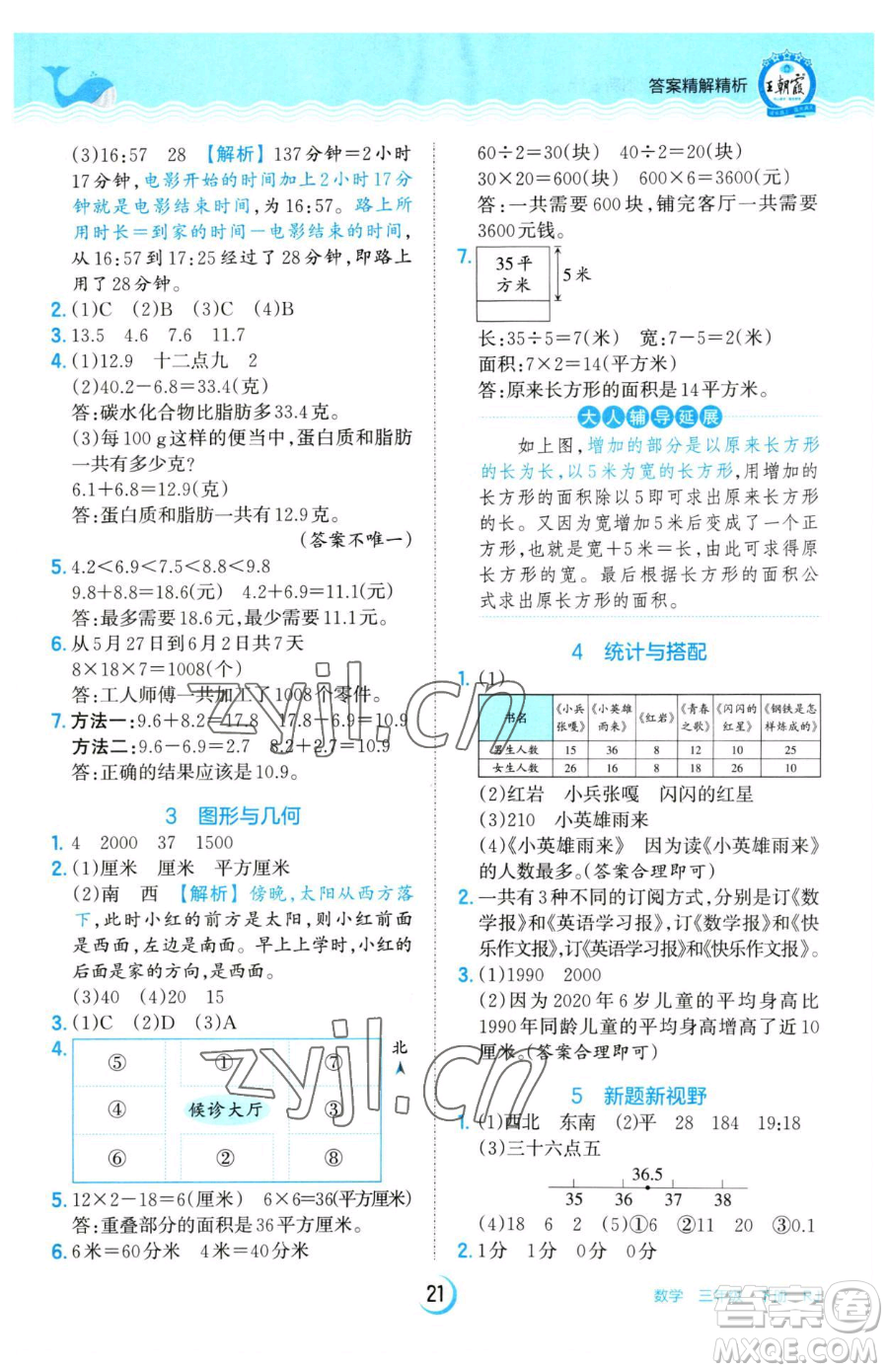江西人民出版社2023王朝霞德才兼?zhèn)渥鳂I(yè)創(chuàng)新設(shè)計(jì)三年級(jí)下冊(cè)數(shù)學(xué)人教版參考答案