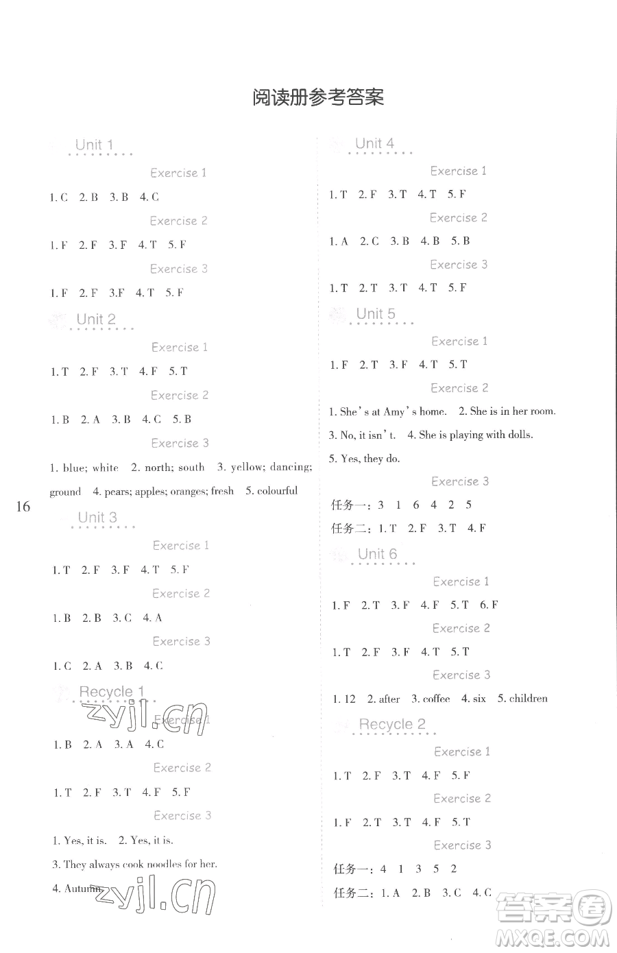 延邊人民出版社2023優(yōu)秀生作業(yè)本五年級(jí)下冊(cè)英語(yǔ)人教版參考答案
