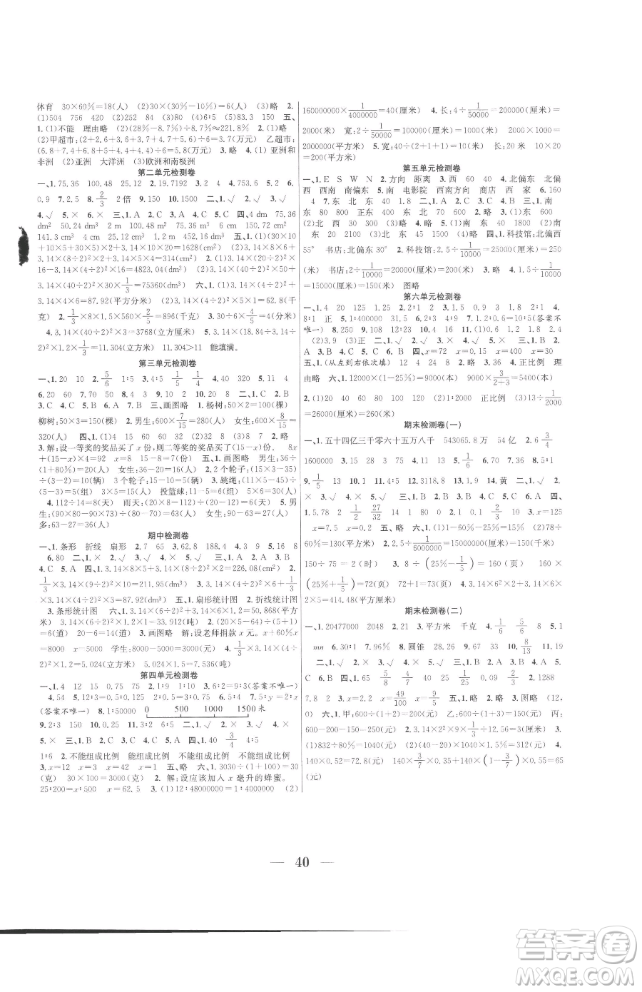 合肥工業(yè)大學(xué)出版社2023贏在課堂課時(shí)作業(yè)六年級(jí)下冊數(shù)學(xué)蘇教版參考答案