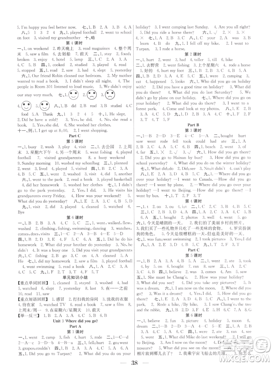 合肥工業(yè)大學出版社2023贏在課堂課時作業(yè)六年級下冊英語人教版參考答案