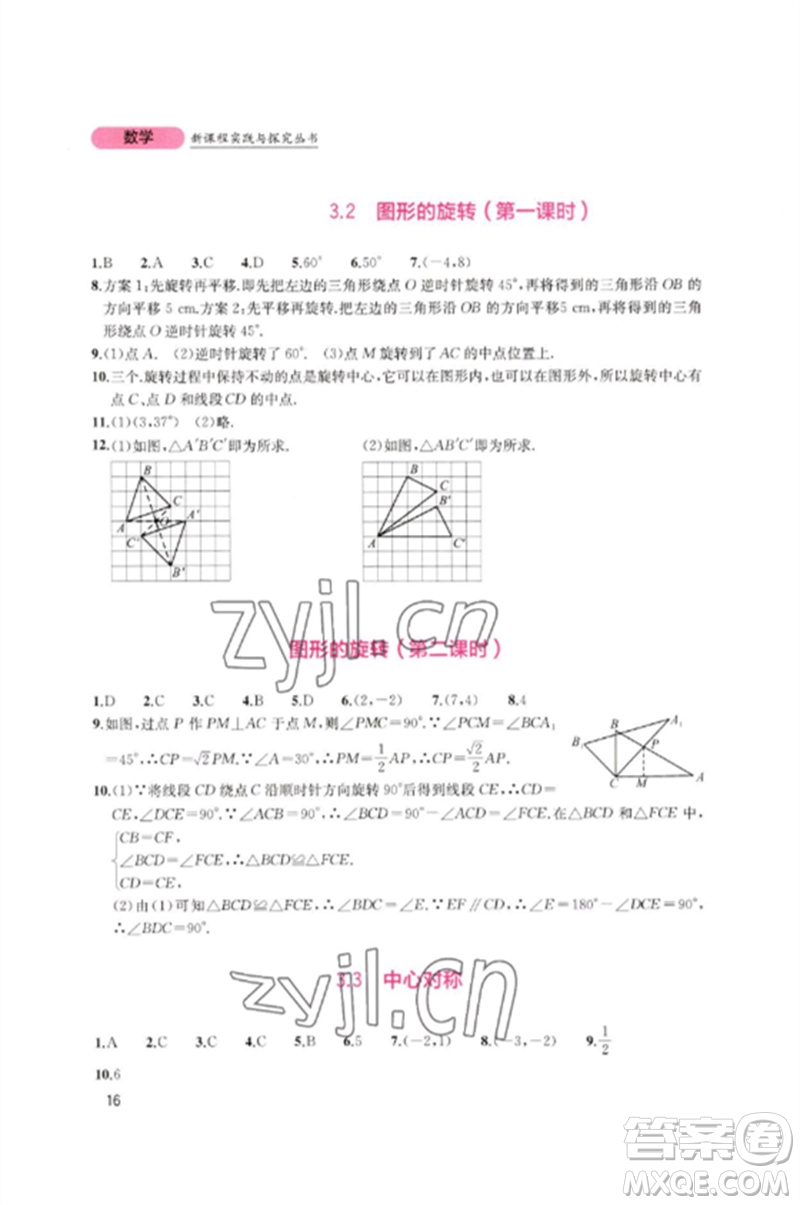 四川教育出版社2023新課程實(shí)踐與探究叢書八年級(jí)數(shù)學(xué)下冊北師大版參考答案