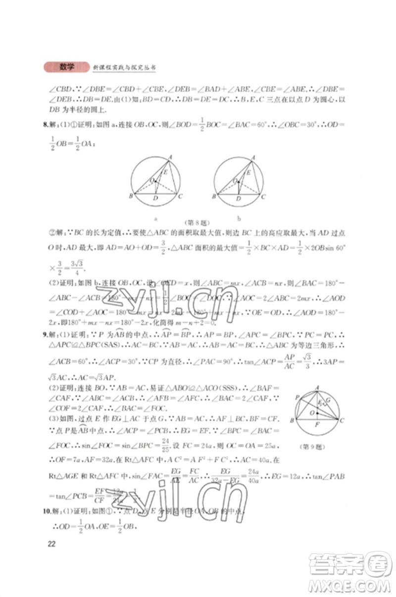 四川教育出版社2023新課程實(shí)踐與探究叢書(shū)九年級(jí)數(shù)學(xué)下冊(cè)北師大版參考答案
