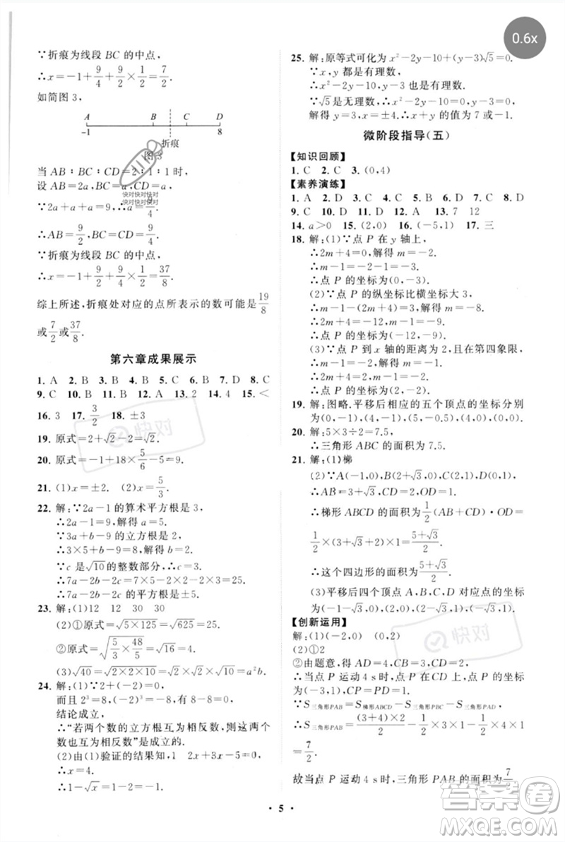 山東教育出版社2023初中同步練習(xí)冊分層卷七年級數(shù)學(xué)下冊人教版參考答案