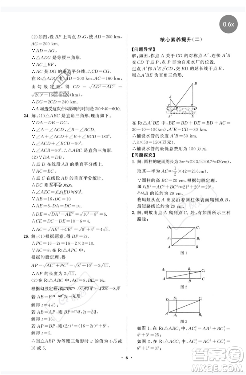 山東教育出版社2023初中同步練習(xí)冊(cè)分層卷八年級(jí)數(shù)學(xué)下冊(cè)人教版參考答案