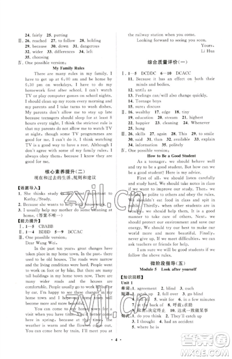 山東教育出版社2023初中同步練習(xí)冊(cè)分層卷九年級(jí)英語(yǔ)下冊(cè)外研版參考答案