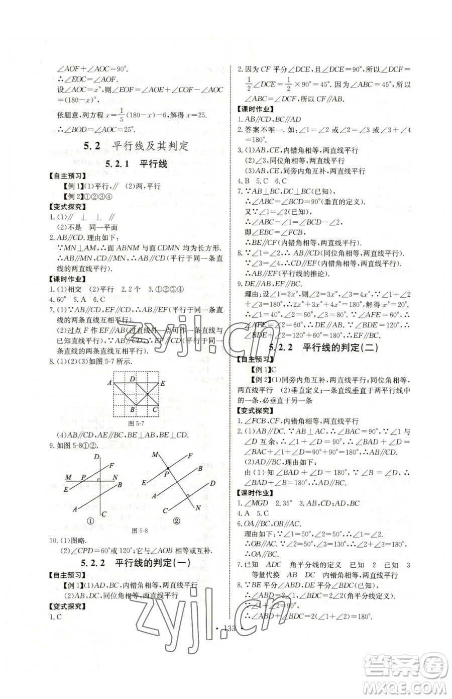 長江少年兒童出版社2023長江全能學案同步練習冊七年級下冊數(shù)學人教版參考答案