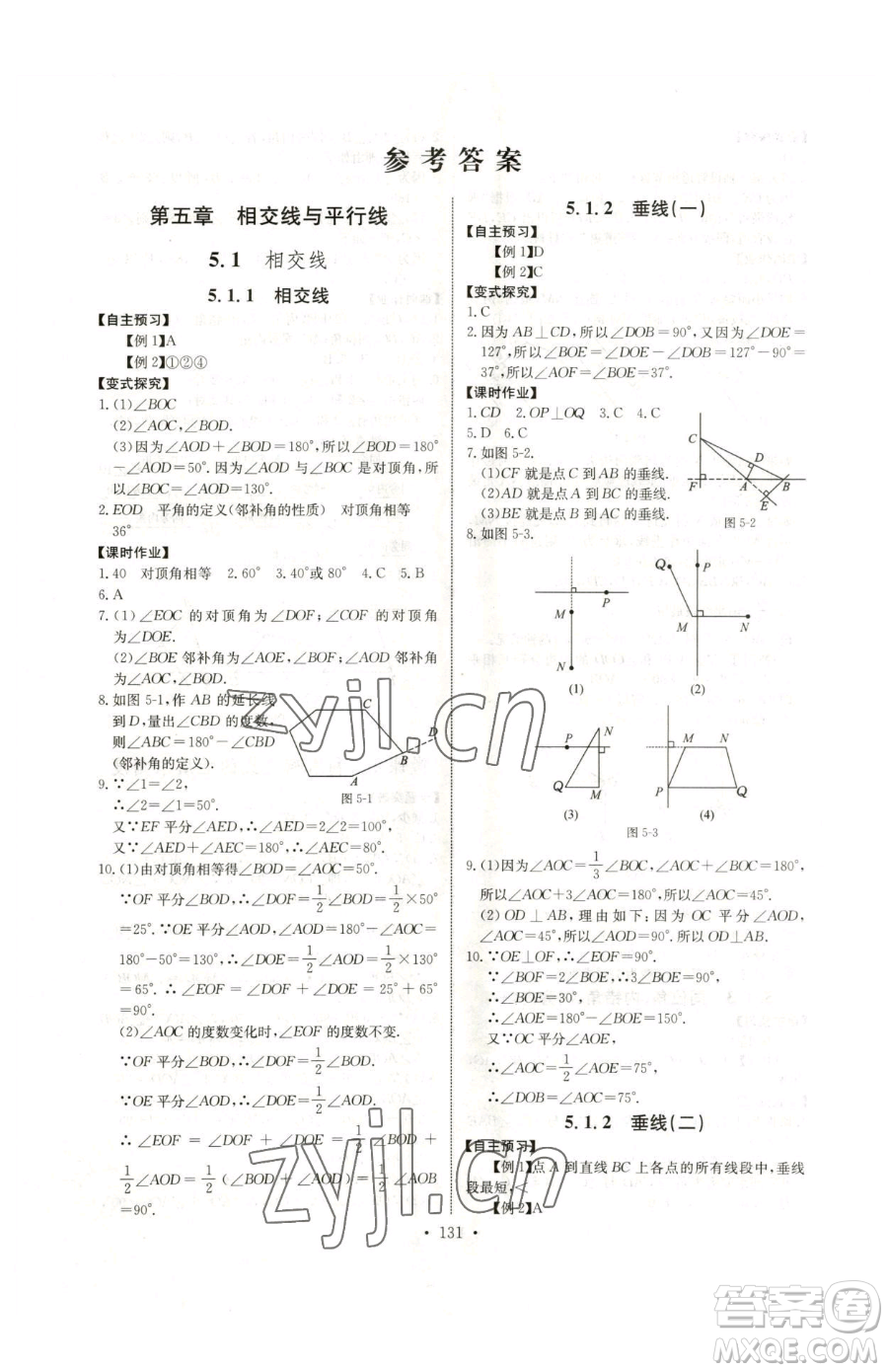 長江少年兒童出版社2023長江全能學案同步練習冊七年級下冊數(shù)學人教版參考答案