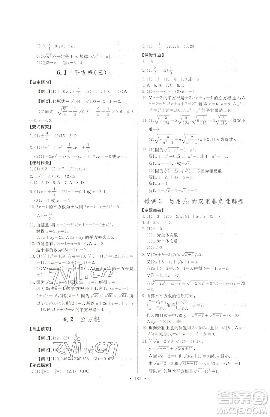 長江少年兒童出版社2023長江全能學案同步練習冊七年級下冊數(shù)學人教版參考答案