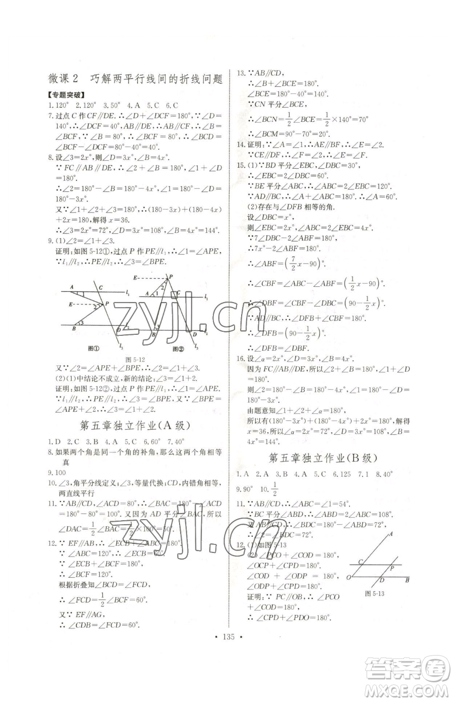 長江少年兒童出版社2023長江全能學案同步練習冊七年級下冊數(shù)學人教版參考答案