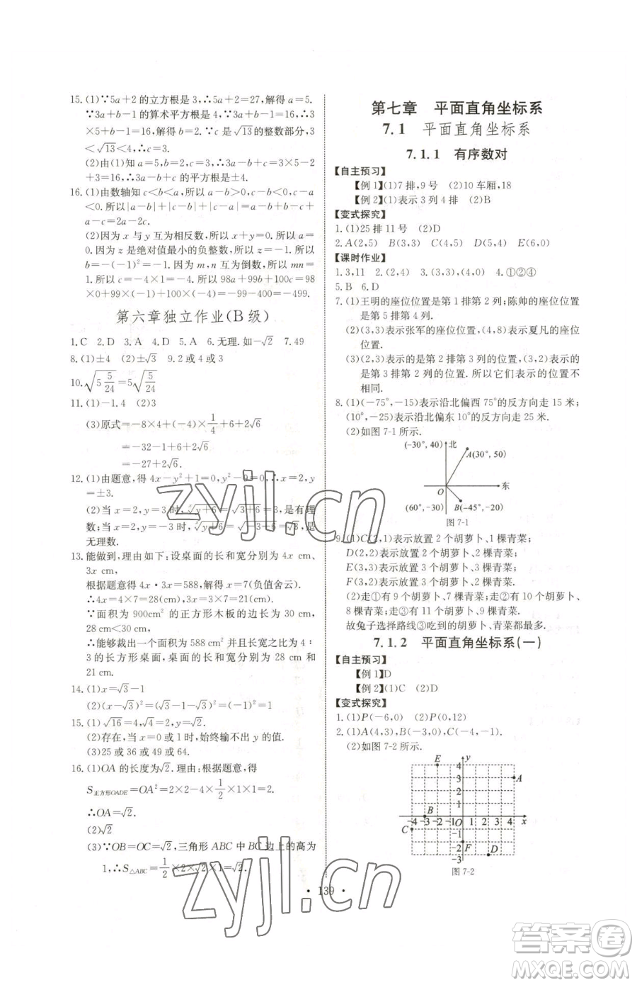 長江少年兒童出版社2023長江全能學案同步練習冊七年級下冊數(shù)學人教版參考答案
