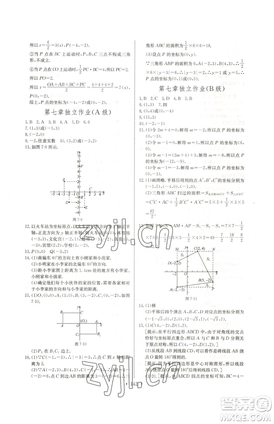 長江少年兒童出版社2023長江全能學案同步練習冊七年級下冊數(shù)學人教版參考答案