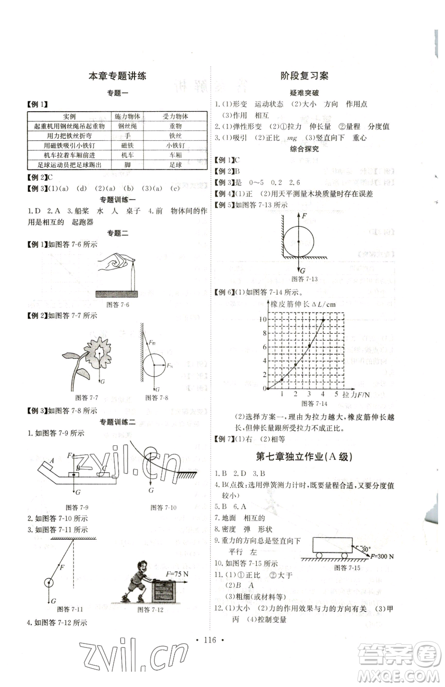 長江少年兒童出版社2023長江全能學(xué)案同步練習(xí)冊八年級下冊物理人教版參考答案
