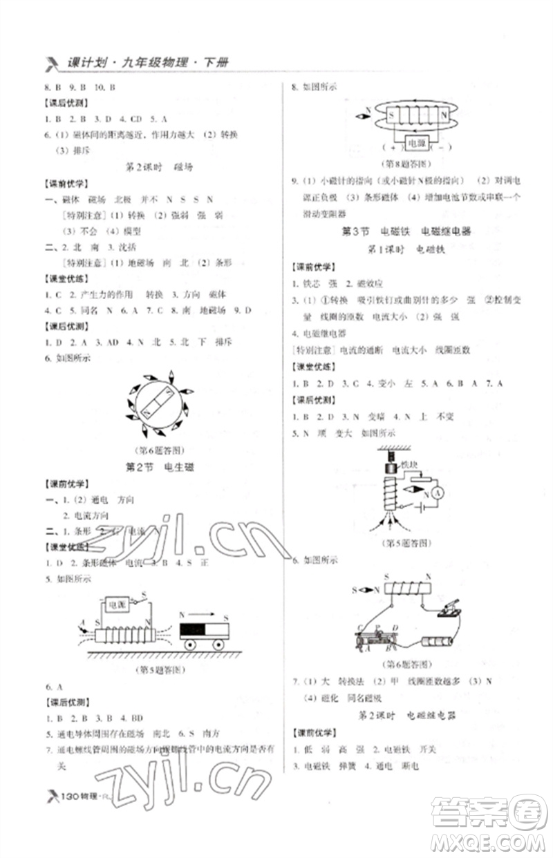 廣東經(jīng)濟出版社2023全優(yōu)點練課計劃九年級物理下冊人教版參考答案
