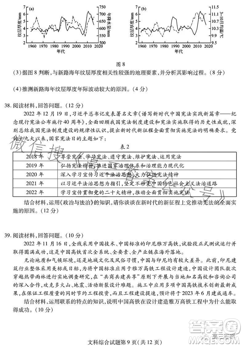 哈爾濱師大附中東北師大附中遼寧省實驗中學2023高三第二次聯(lián)合模擬考試文科綜合試卷答案