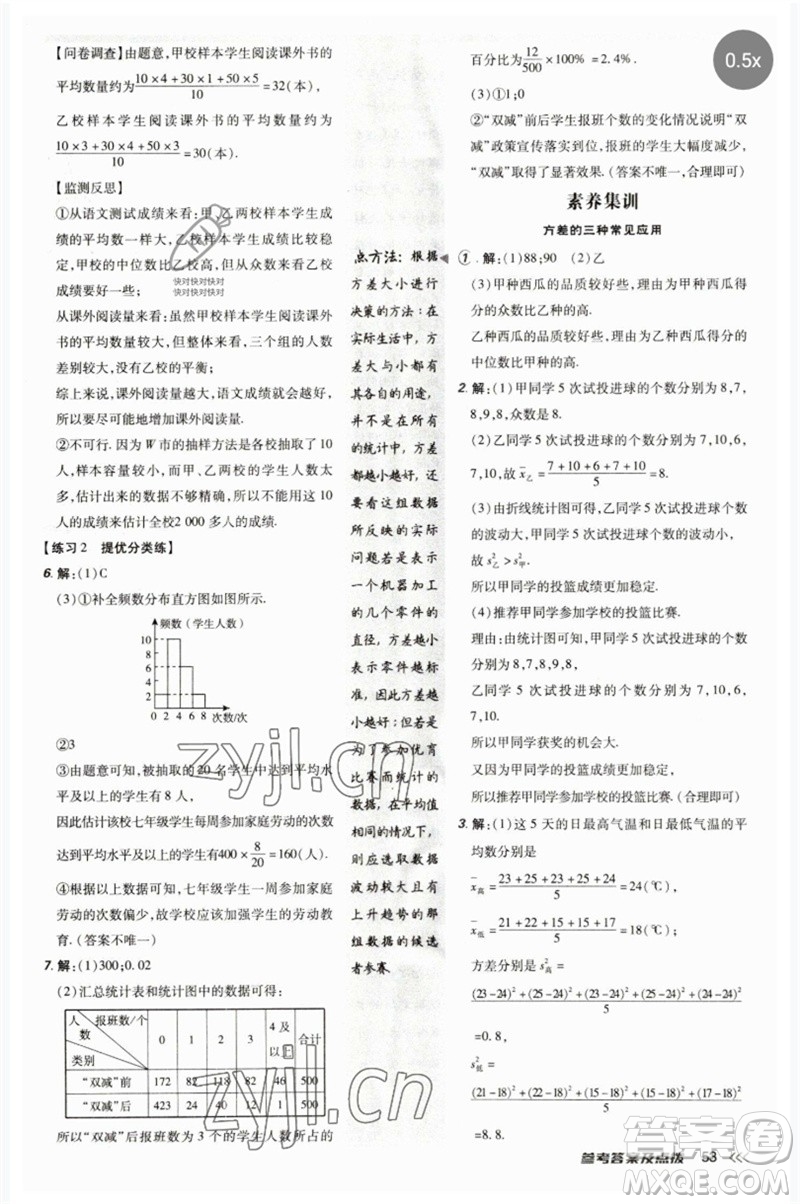 吉林教育出版社2023點(diǎn)撥訓(xùn)練八年級數(shù)學(xué)下冊人教版參考答案