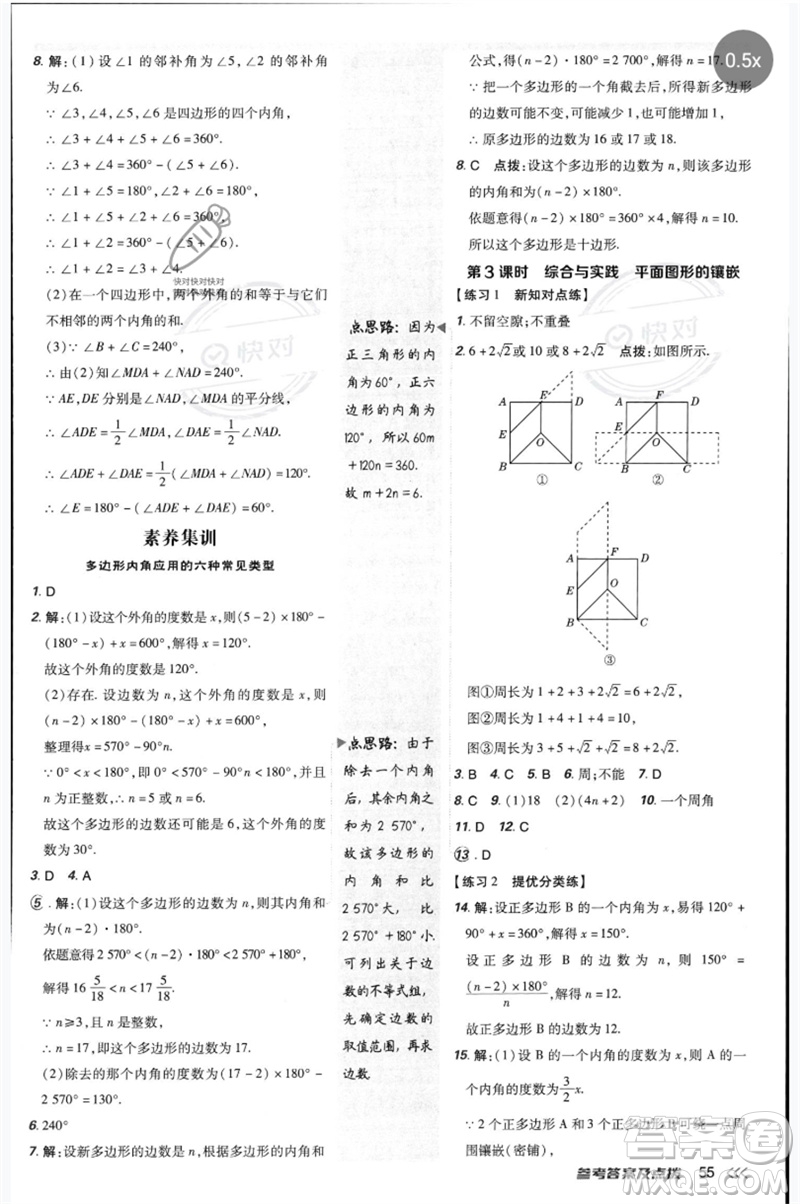 安徽教育出版社2023點(diǎn)撥訓(xùn)練八年級(jí)數(shù)學(xué)下冊(cè)北師大版參考答案