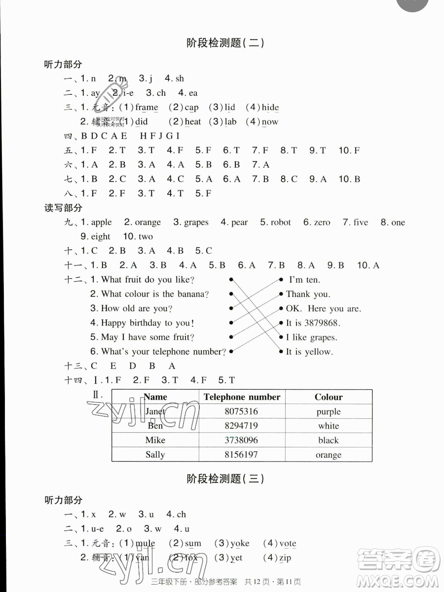 新世紀(jì)出版社2023雙基同步導(dǎo)學(xué)導(dǎo)練三年級下冊英語教科版廣州專版參考答案