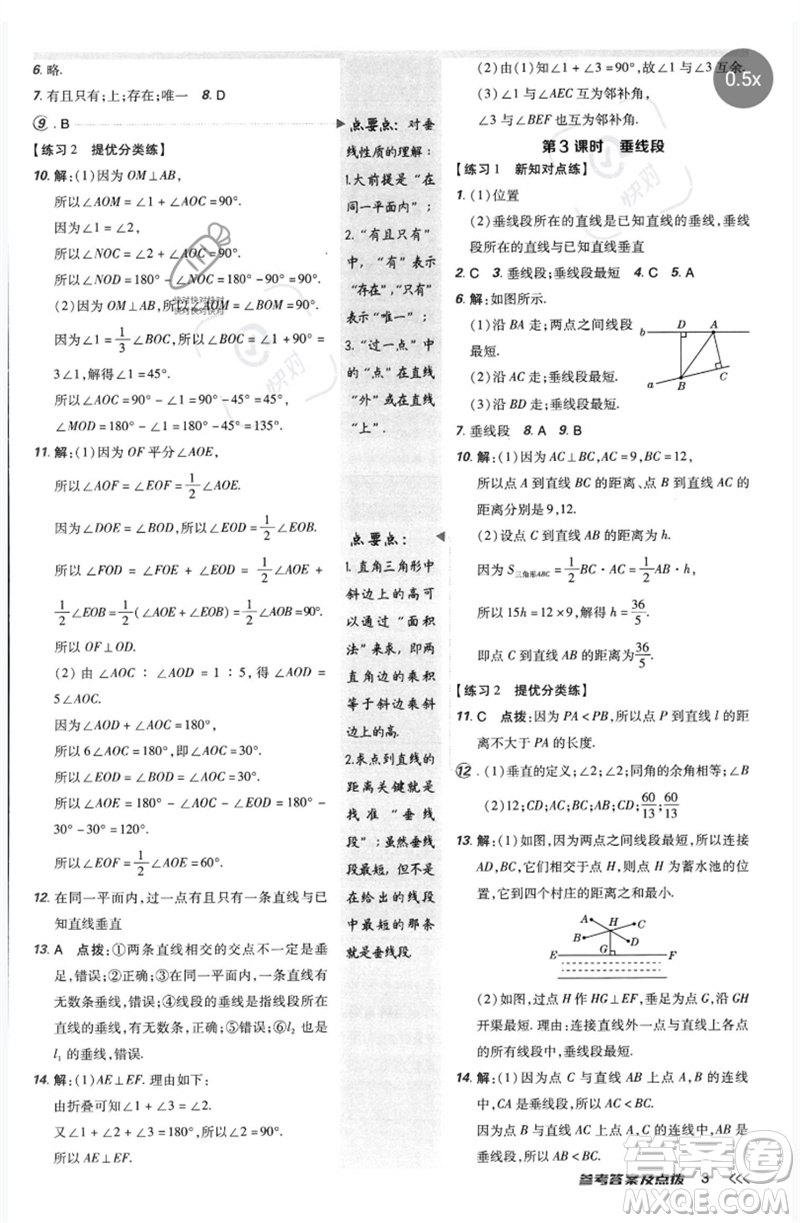 吉林教育出版社2023點撥訓(xùn)練七年級數(shù)學(xué)下冊人教版參考答案