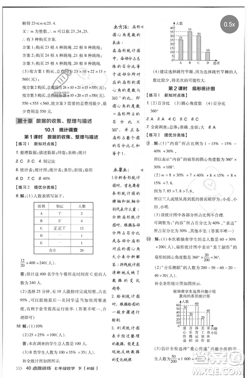 吉林教育出版社2023點撥訓(xùn)練七年級數(shù)學(xué)下冊人教版參考答案