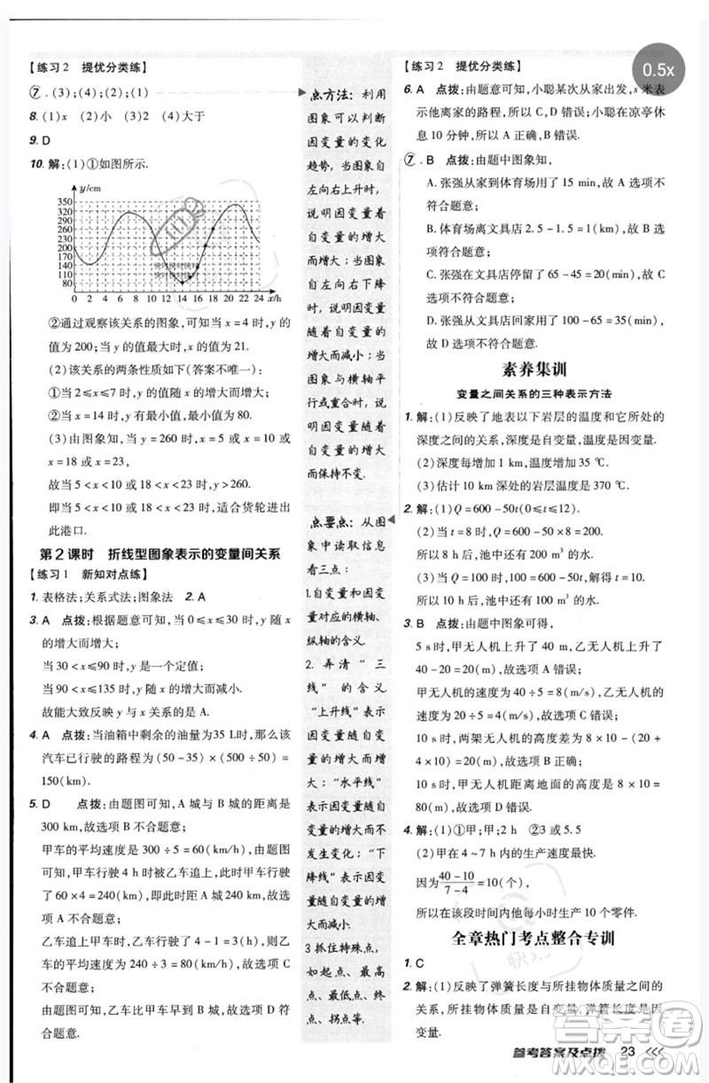 安徽教育出版社2023點(diǎn)撥訓(xùn)練七年級(jí)數(shù)學(xué)下冊(cè)北師大版參考答案