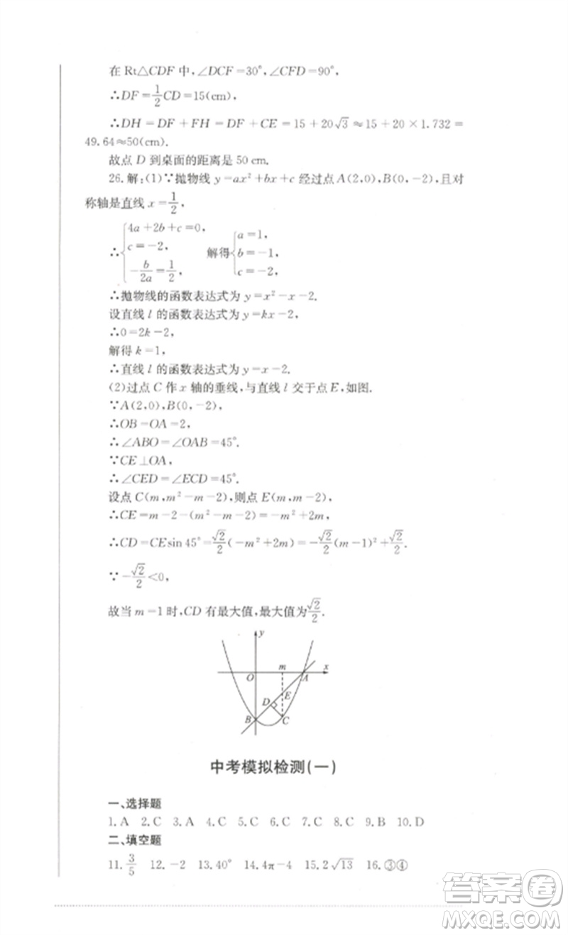 四川教育出版社2023學(xué)情點(diǎn)評(píng)九年級(jí)數(shù)學(xué)下冊(cè)華東師大版參考答案
