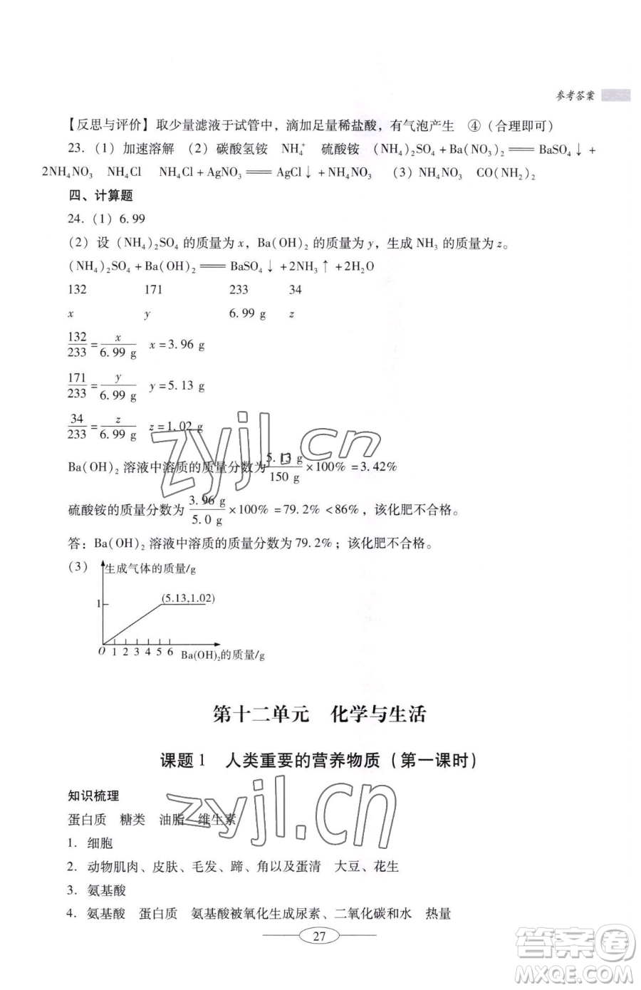 廣東教育出版社2023南方新課堂金牌學案九年級下冊化學人教版珠海專版參考答案