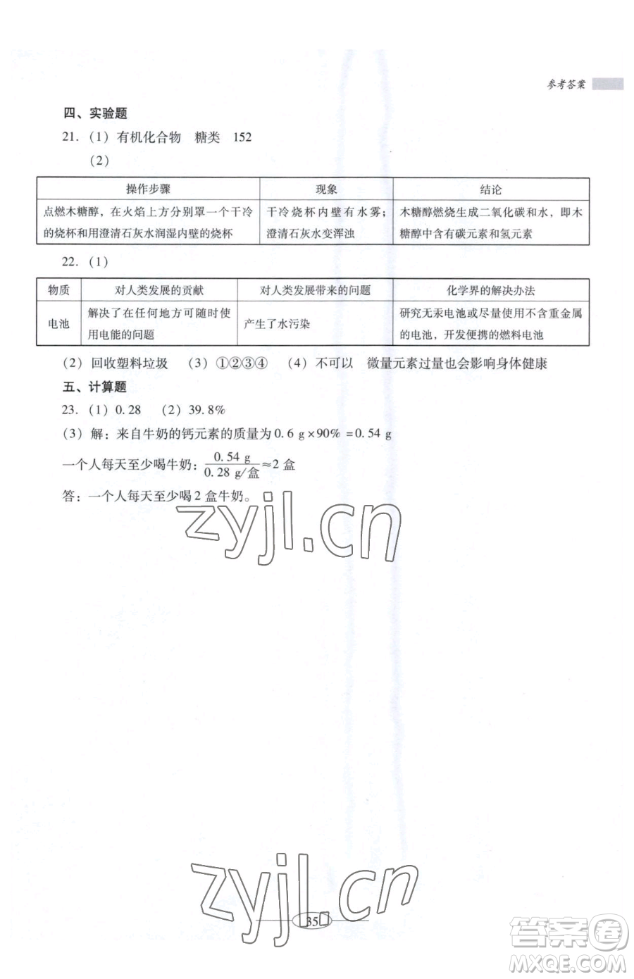 廣東教育出版社2023南方新課堂金牌學案九年級下冊化學人教版珠海專版參考答案