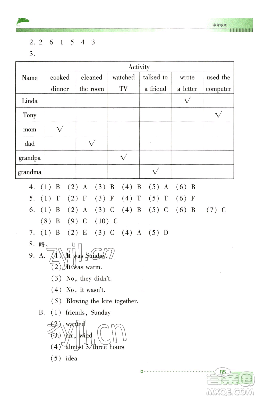 廣東教育出版社2023南方新課堂金牌學(xué)案六年級(jí)下冊(cè)英語(yǔ)粵教人民版參考答案