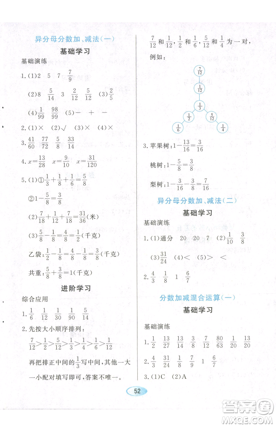 黑龍江教育出版社2023資源與評價五年級下冊數學人教版參考答案