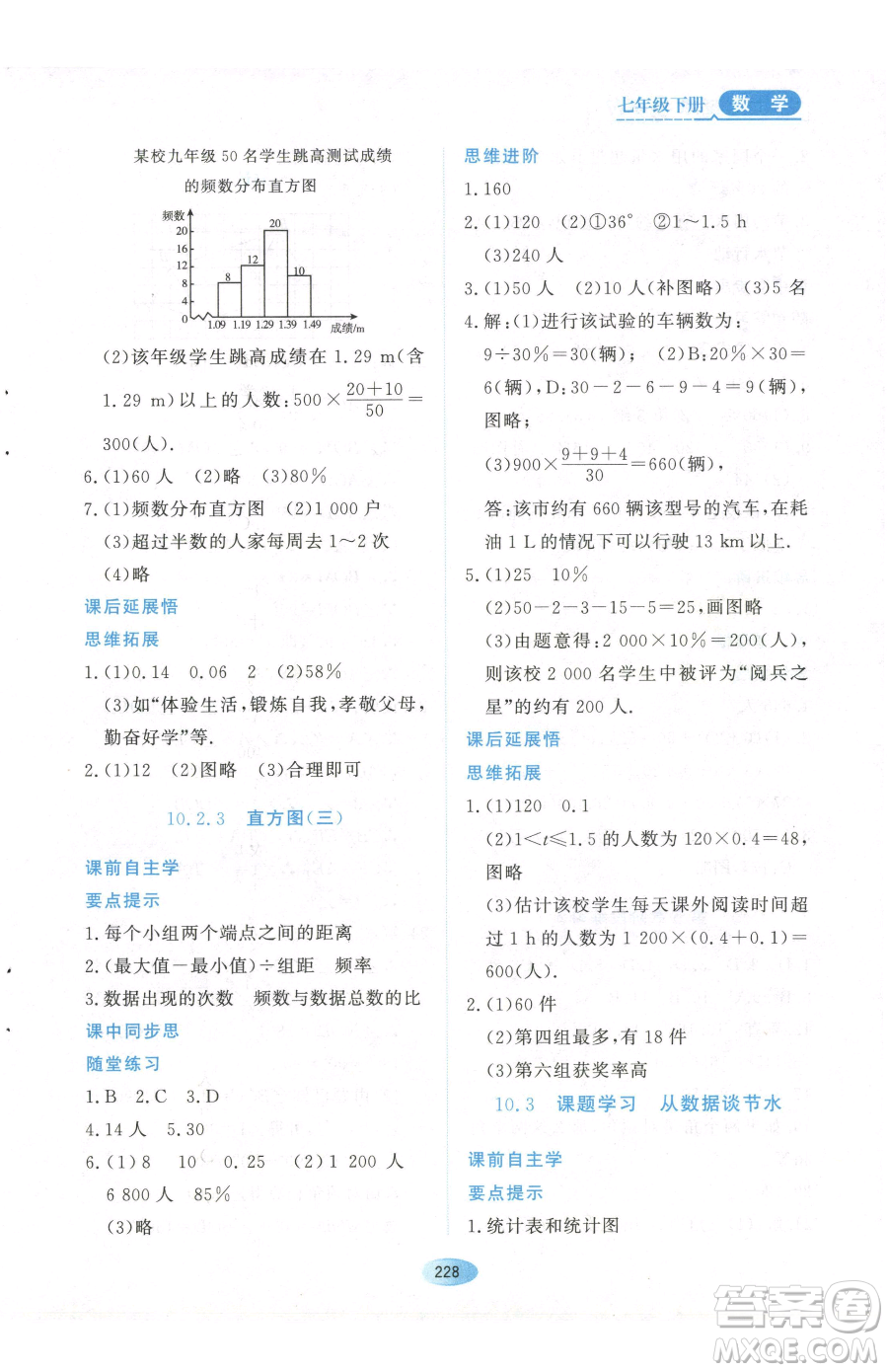黑龍江教育出版社2023資源與評(píng)價(jià)七年級(jí)下冊(cè)數(shù)學(xué)人教版參考答案
