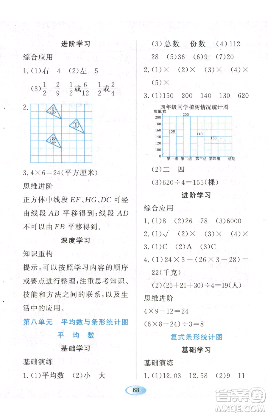 黑龍江教育出版社2023資源與評(píng)價(jià)四年級(jí)下冊(cè)數(shù)學(xué)人教版參考答案